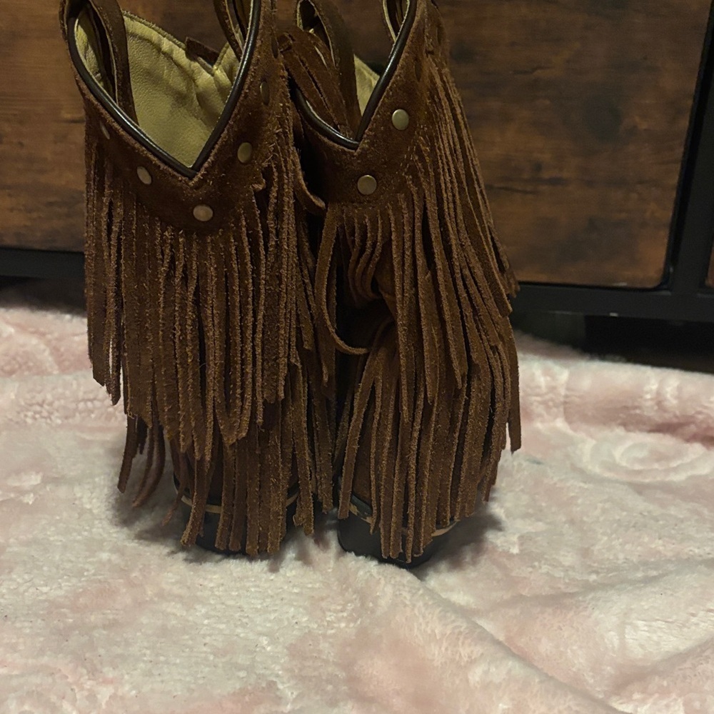 Suede Fringe Ankle Booties - Picture 4 of 10